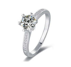 Volamor - 925 Sterling Silver Zircon Engagement Ring - Size M Default Title