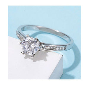 Volamor - 925 Sterling Silver Zircon Engagement Ring - Size M Default Title