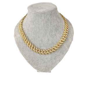 Volamor - Gold Colour Cuban Link Chain Hip Hop Necklace with Bling - 40cm Default Title