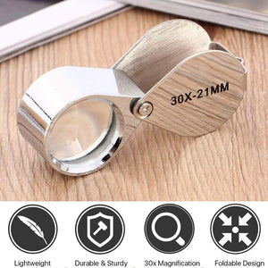 SuaTools - Jewelry Loupe Folding Magnifying Glass w/ Case 30x Magnification Default Title