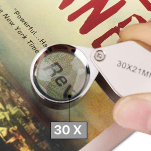 SuaTools - Jewelry Loupe Folding Magnifying Glass w/ Case 30x Magnification Default Title