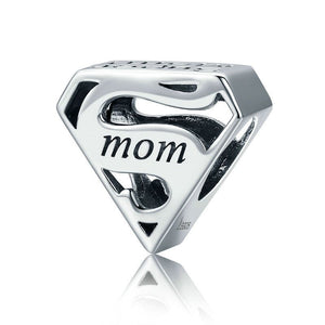 Volamor - Diamond Shaped 925 Sterling Silver Super Mom Charm for Mothers Default Title