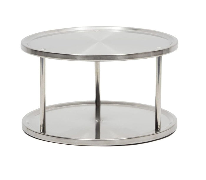 Pract Pack - Stainless Steel Lazy Susan Turntable Two Tier Rotating - 25cm