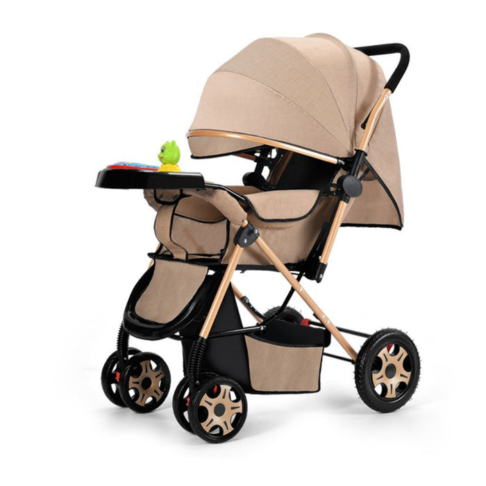 Toto Bubs - 2 in 1 Portable Baby Carriage Stroller 4 Wheeler - Khaki