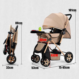 Toto Bubs - 2 in 1 Portable Baby Carriage Stroller 4 Wheeler - Khaki Default Title