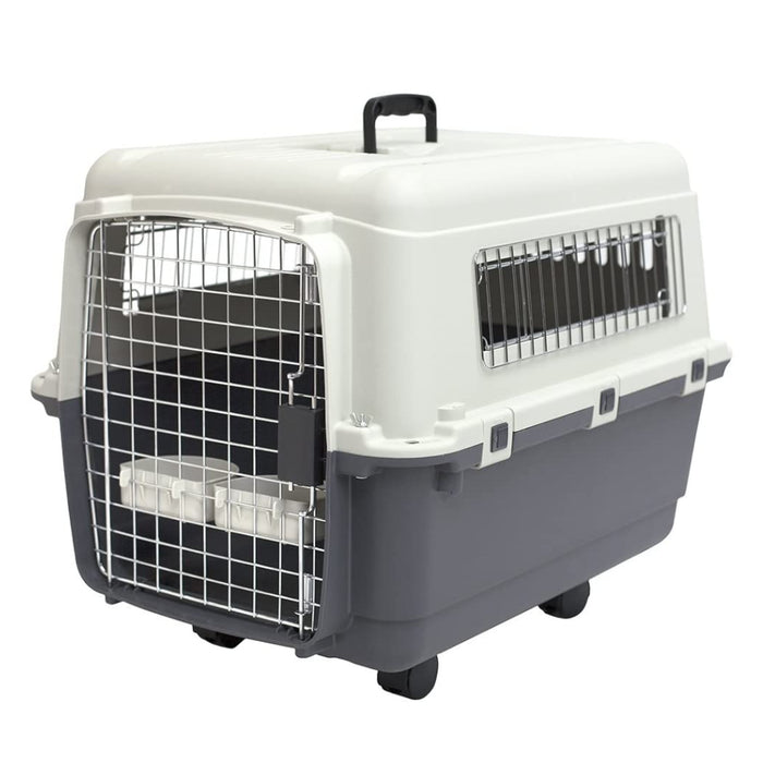 WigWagga - Heavy Duty Pet Dog Cat Travel Carrier Plastic Kennel - Grey