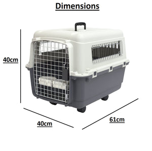 WigWagga - Heavy Duty Pet Dog Cat Travel Carrier Plastic Kennel - Grey Default Title
