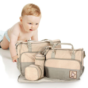 Toto Bubs - 5-Piece Multi-Function Mommy Bag Baby Nappy Diaper Bag Set Default Title