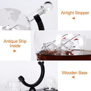 Bar Visor - Globe Decanter Set - 5 Piece with 800ml Decanter and 4 Glasses Default Title