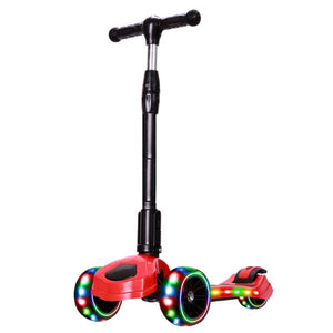 TugoPlay - Kiddie 3 Wheel Kick Scooter with Flashing Wheels - Black and Red Default Title