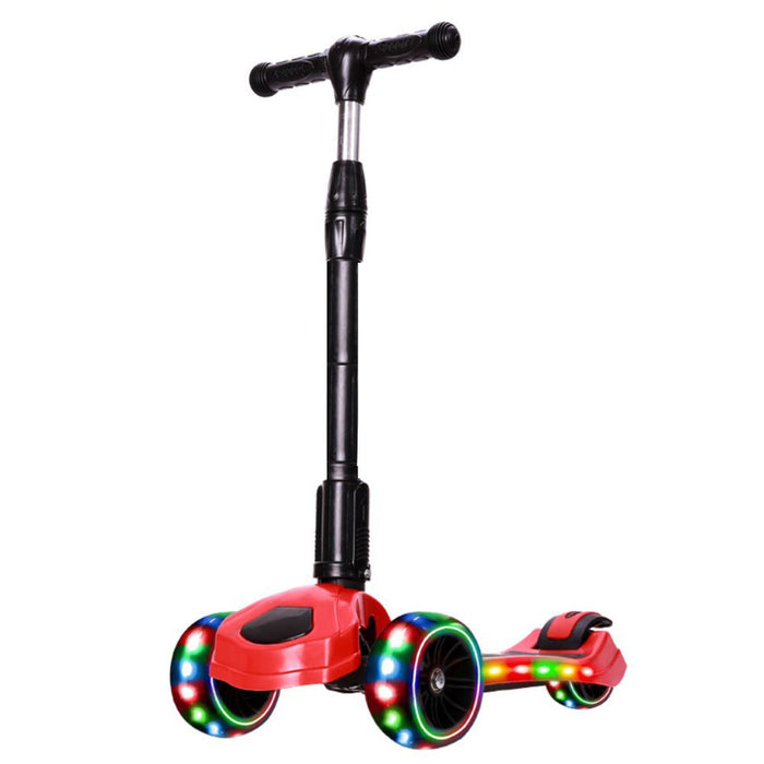 TugoPlay - Kiddie 3 Wheel Kick Scooter with Flashing Wheels - Black and Red