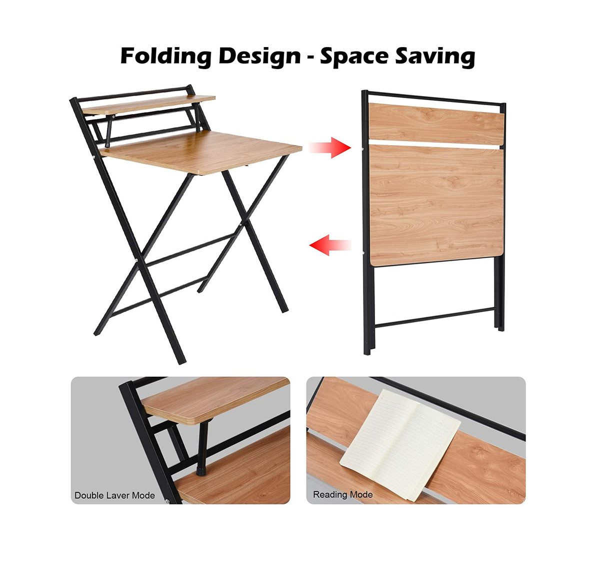 Nerdy Admin 2 Tier Folding Study Desk Table & Workst