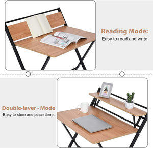 Nerdy Admin - 2 Tier Folding Study Desk Table & Gaming/Computer Workstation Default Title