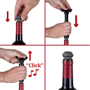 Bar Visor - Stainless Steel Vacuum Wine Stopper w/ 1x Pump and 4x Stoppers Default Title