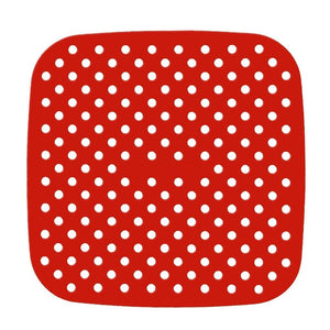 Pruchef - Square Non-Stick Food Grade Silicone Air Fryer Mat - 21.5x21.5cm Red