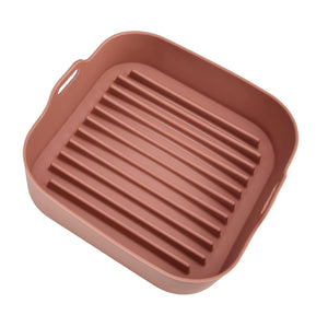 Pruchef - Non Stick Silicone Air Fryer Basket - Microwave & Dishwasher Safe Brown