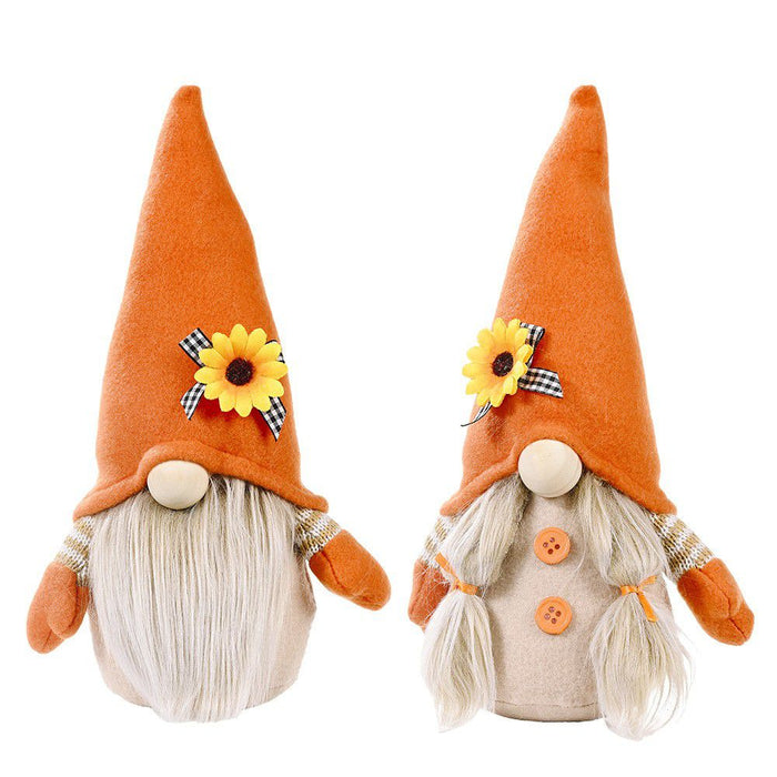 Melika Brands - Autumn Gnome Sunflower Faceless Doll- Orange
