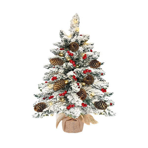 Melika Brands - Mini Snow Flocked Artificial Christmas Pre-Lit Tree 66cm - Green Default Title