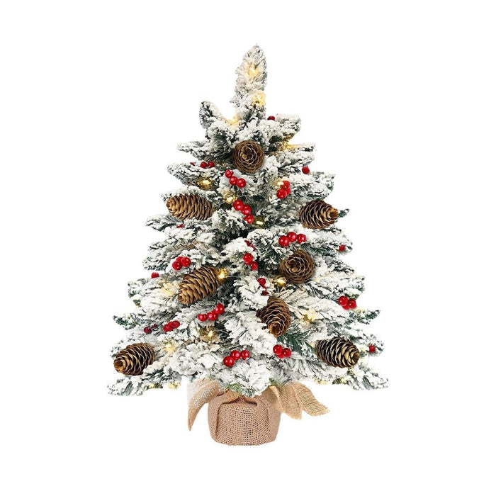 Volamor - Mini Snow Flocked Artificial Christmas Pre-Lit Tree 66cm - Green