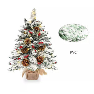 Melika Brands - Mini Snow Flocked Artificial Christmas Pre-Lit Tree 66cm - Green Default Title