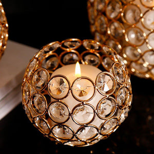 Melika Brands - Crystal Bowl Sparkly Romantic Candle Holder Stand - Gold Default Title