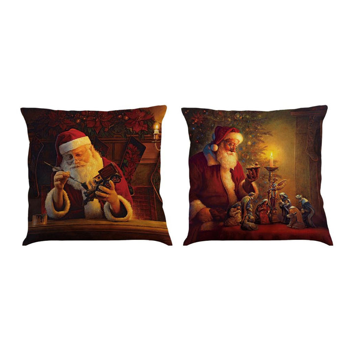 Volamor -2pcs Christmas Santa Pillowcases Decorative Cushion Cover - Red
