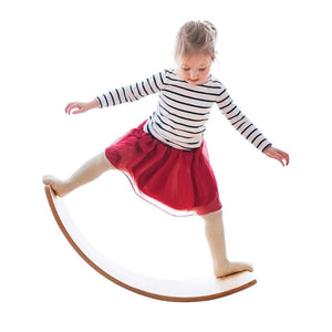 Melika Brands - Wooden Wobble Balance Board Toy, Yoga Curvy Rocker Board - Brown Default Title