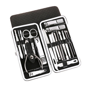 19 PCS Nail Clippers Set Stainless Steel Nail Scissors Cutter - Black Default Title