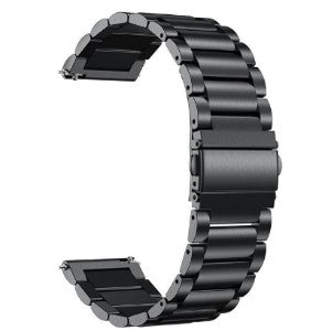 Volamor - 22MM Stainless Steel Three-Bead Watch Strap compatible with Garmin Watches - Black