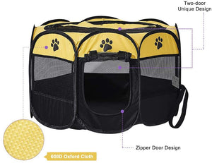 WigWagga - Yellow Large Size Portable Pet Dog Playpen and Carry Bag - 114cm Default Title