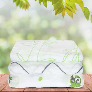 Toto Bubs - Bamboo Muslin Swaddle Blankets - 3 Piece Set Green Colour