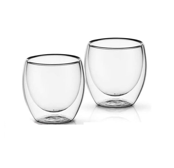 Pruchef - Double Walled Insulated Coffee and Water Glasses - 2 x 150ml Set