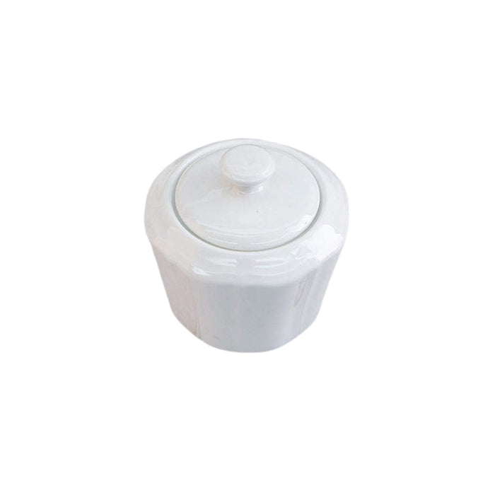 Pruchef - 200ml Porcelain White Sugar Pot with Lid - White