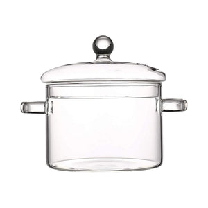 Pruchef - Glass Transparent Heat Resistant Noodle Pot with Lid - Clear -1500ml