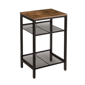 Pract Pack - Mesh Side Table, Adjustable Mesh Shelves – Rustic Brown