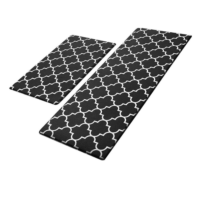 Pruchef – 2 Pair Non-slip Anti-Fatigue Standing Kitchen Rug Floor Mat - Black