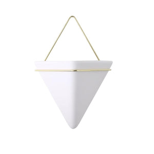 Volamor- Geometric Wall Mounted Flowerpot Hanging Planter with Metal Frame - White