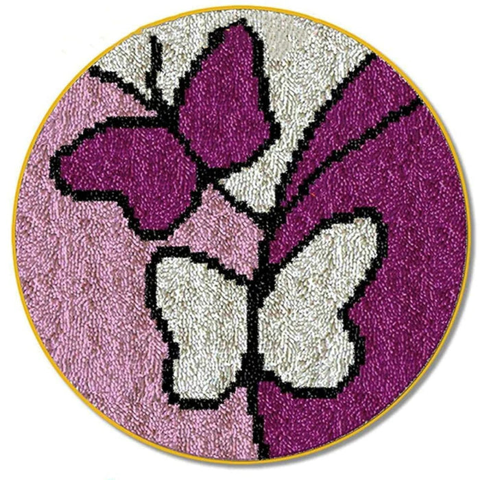 Volamor - Latch Hook Rug Kit , Purple Butterfly Rug Knitting Kit - Purple