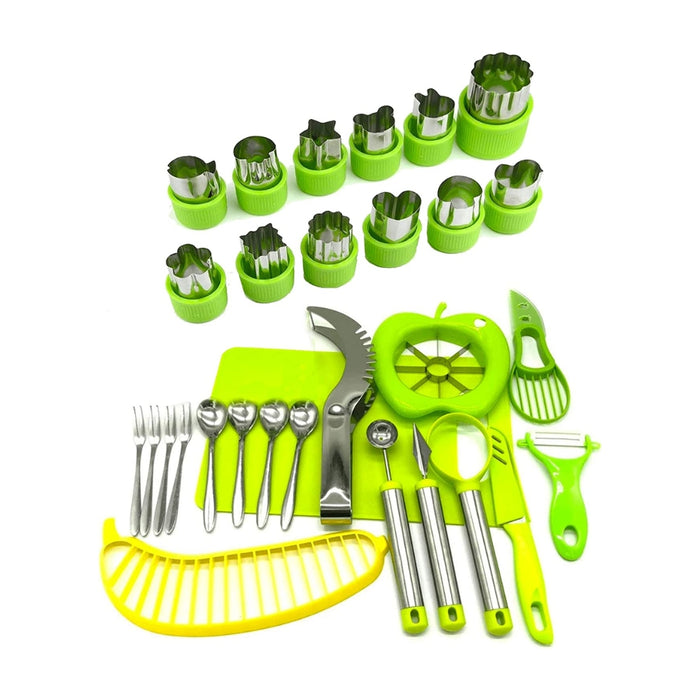 Pruchef- 30 Pieces Stainless steel Complete Fruit Carving Tools Set- Green