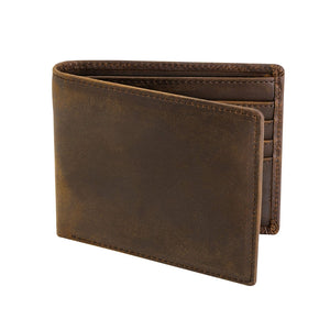 Volamor- Top Grain Mens Leather Bifold Wallet- Brown