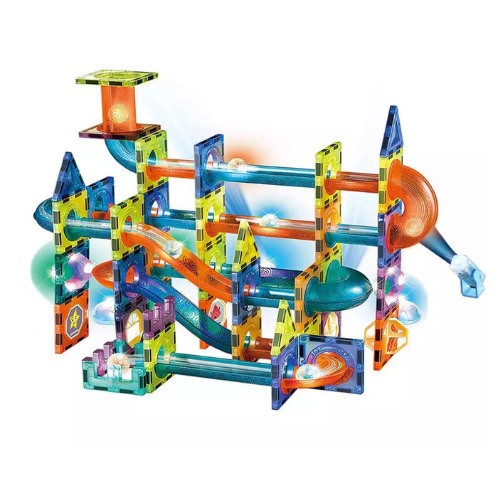 TugoPlay- ,110PCS Light Magnetic Tiles Building Blocks, ,3D Clear STEM Magnets Construction Toys- Plastic