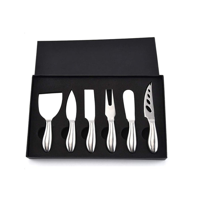 Pruchef - 6 Pieces Stainless Steel Cheese Knives Set with Premium Box - Black