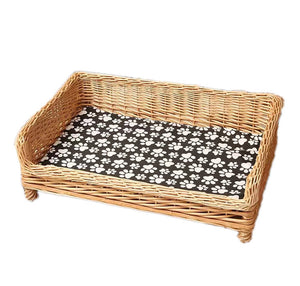 Wigwagga - Rattan Washable Wicker Waterproof Pet Bed with Removeable Cotton Cushioned Pad 58cm - Sugar Brown