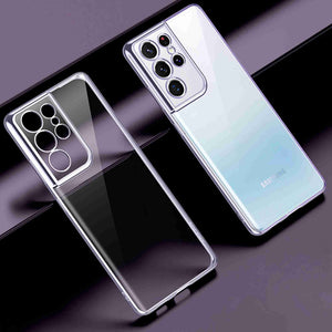 GajToys - Electroplated Samsung Galaxy S21 Ultra Silicone TPU Mobile Phone Case - Transparent