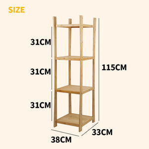 Pract Pack - 4-Tier Bamboo Freestanding Bathroom Shelve, Side lamp holder - 115cm