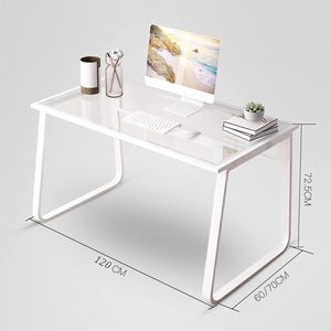 Pract Pack- 120cm Nordic Modern Style Tempered Glass Computer Desk - White