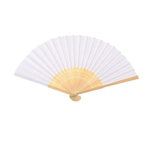 Volamor- 40 Pieces Bamboo Hand Folding Paper Fan 22cm - White