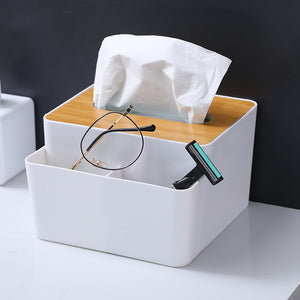 Pract Pack - Tissue Paper Box with Wooden Cover Storage Organizer - 16cm