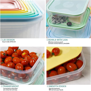Pract Pack -  8 Pack Multi-purpose Plastic Storage Bowls with Lid - Multicolour