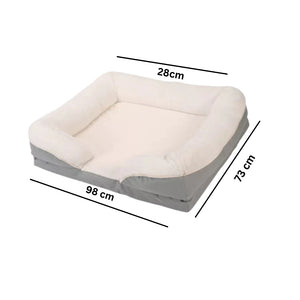 WigWagga - Calming Dog Bed, Machine Washable with Removable Cover & Firm Pillow 98cm- Grey